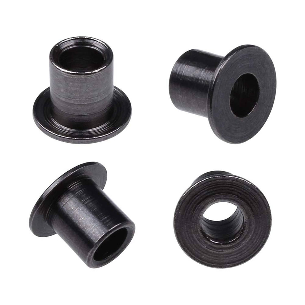Black C-hub bushing sleeves with flanged base, loose cylinder, and coiled spring piece