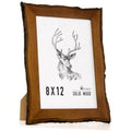 Rustic live-edge wooden picture frame with deer artwork, 8x12 portrait