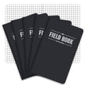 Five black FIELD BOOK notebooks with FIELD BOOK logo, stacked