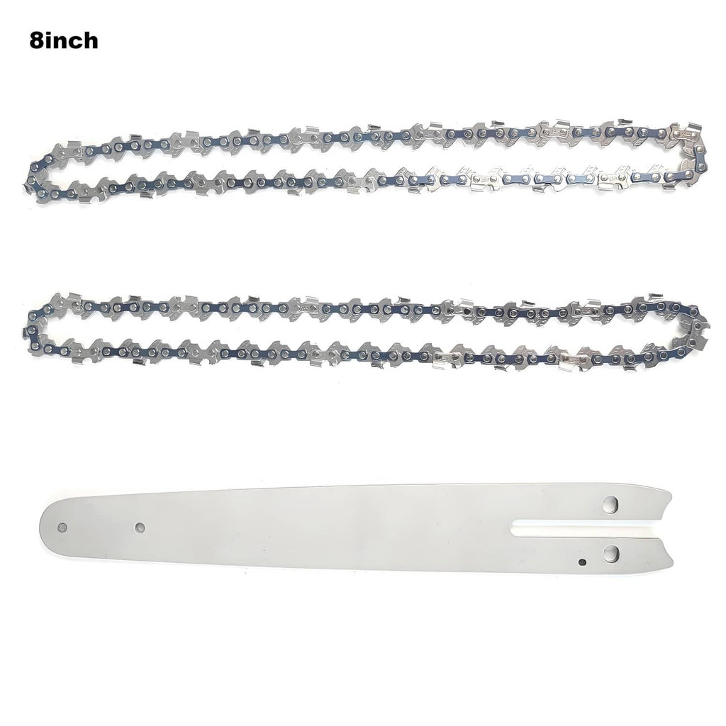 8-inch chainsaw replacement set with two chains and guide bar