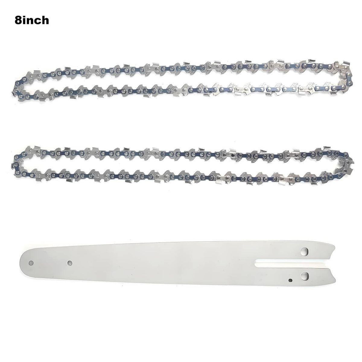 8-inch chainsaw replacement set with two chains and guide bar