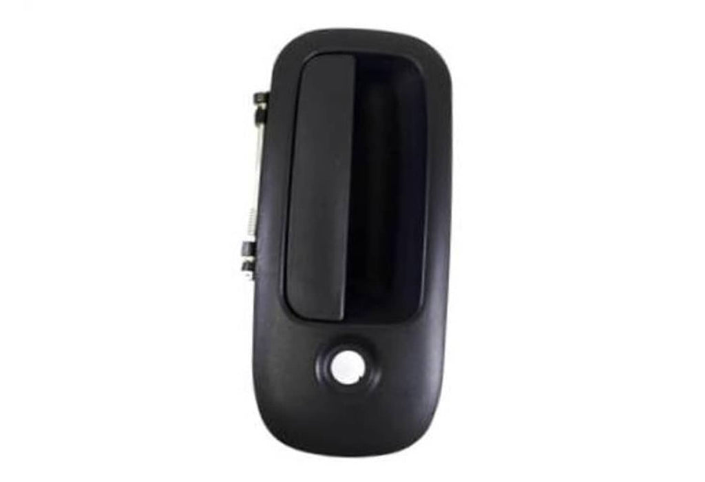 Textured black exterior door handle with round keyhole, front right position