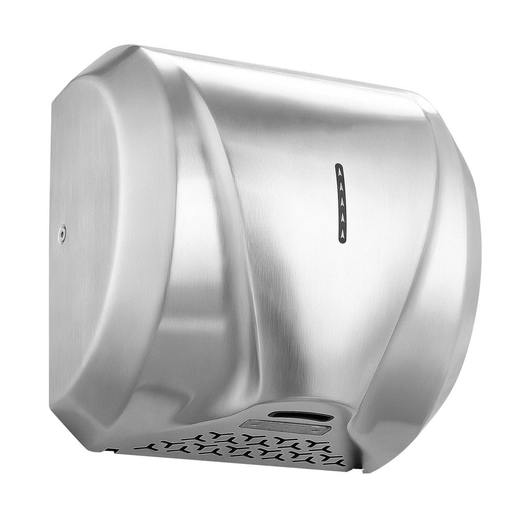 Stainless steel automatic hand dryer with bottom airflow grille and side body