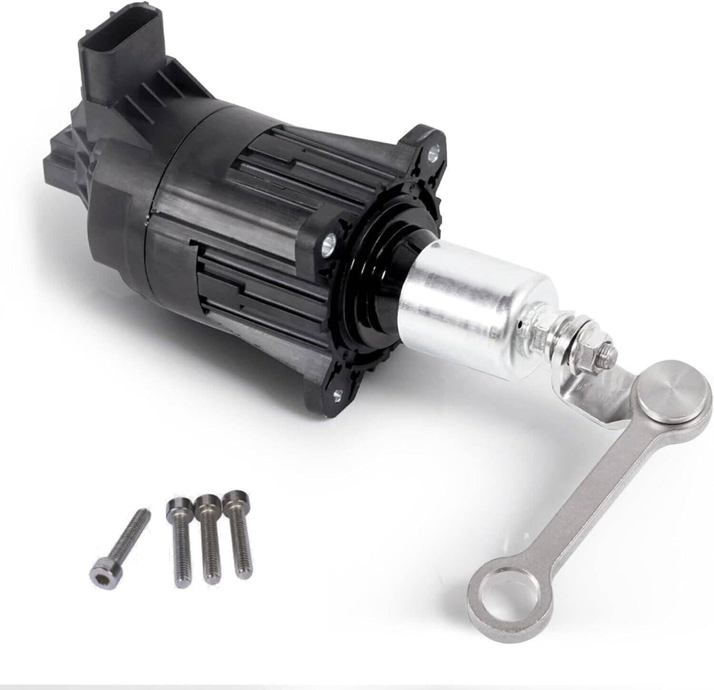Turbo wastegate valve actuator solenoid with metal lever and black electrical connector