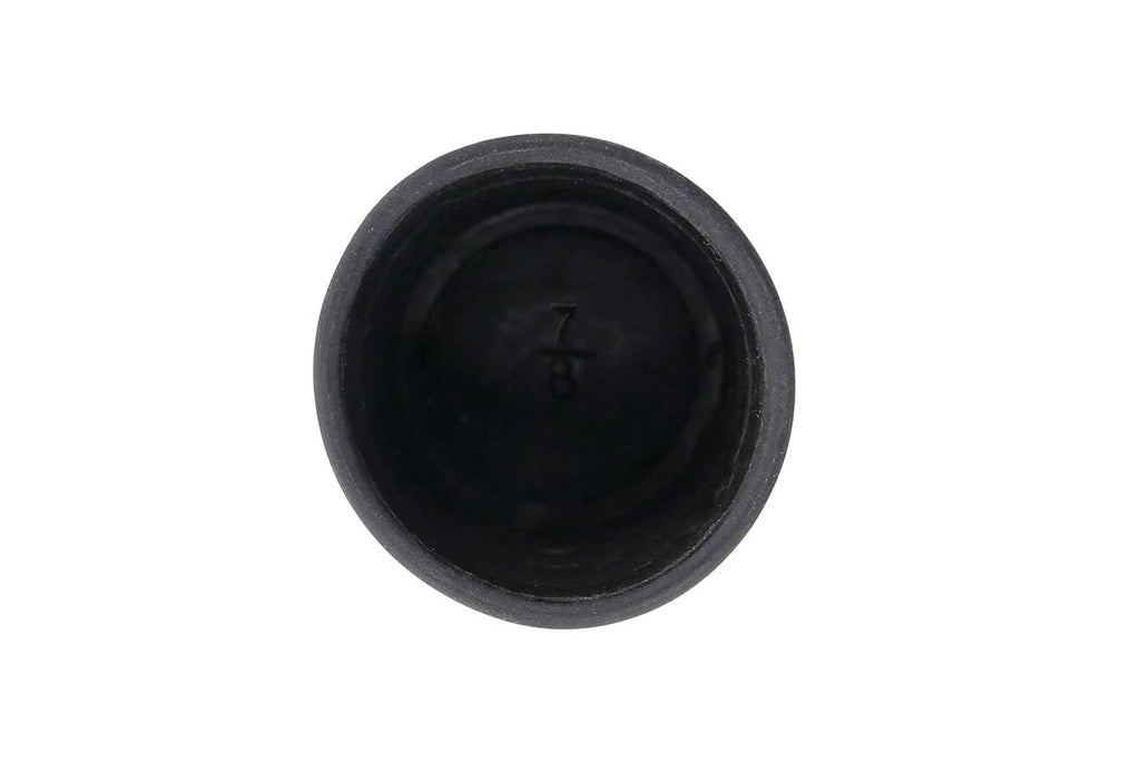 Black rubber chair leg tip, underside view, 3/4-inch inside diameter