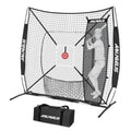 Black 6x6 practice net with grid, target, and gray dummy batter frame set