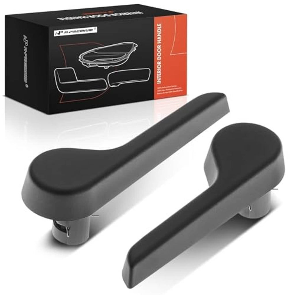 Front seat recliner adjustment handles, dark gray pair with curved lever ends