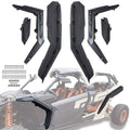 Extended black fender flare set with multiple panels and mounting hardware