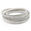Deck belt loop, gray fabric-textured band coiled in a stack, wide profile