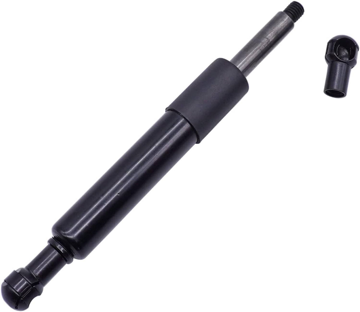 Black suspension lift gas spring with threaded rod and mounting stud