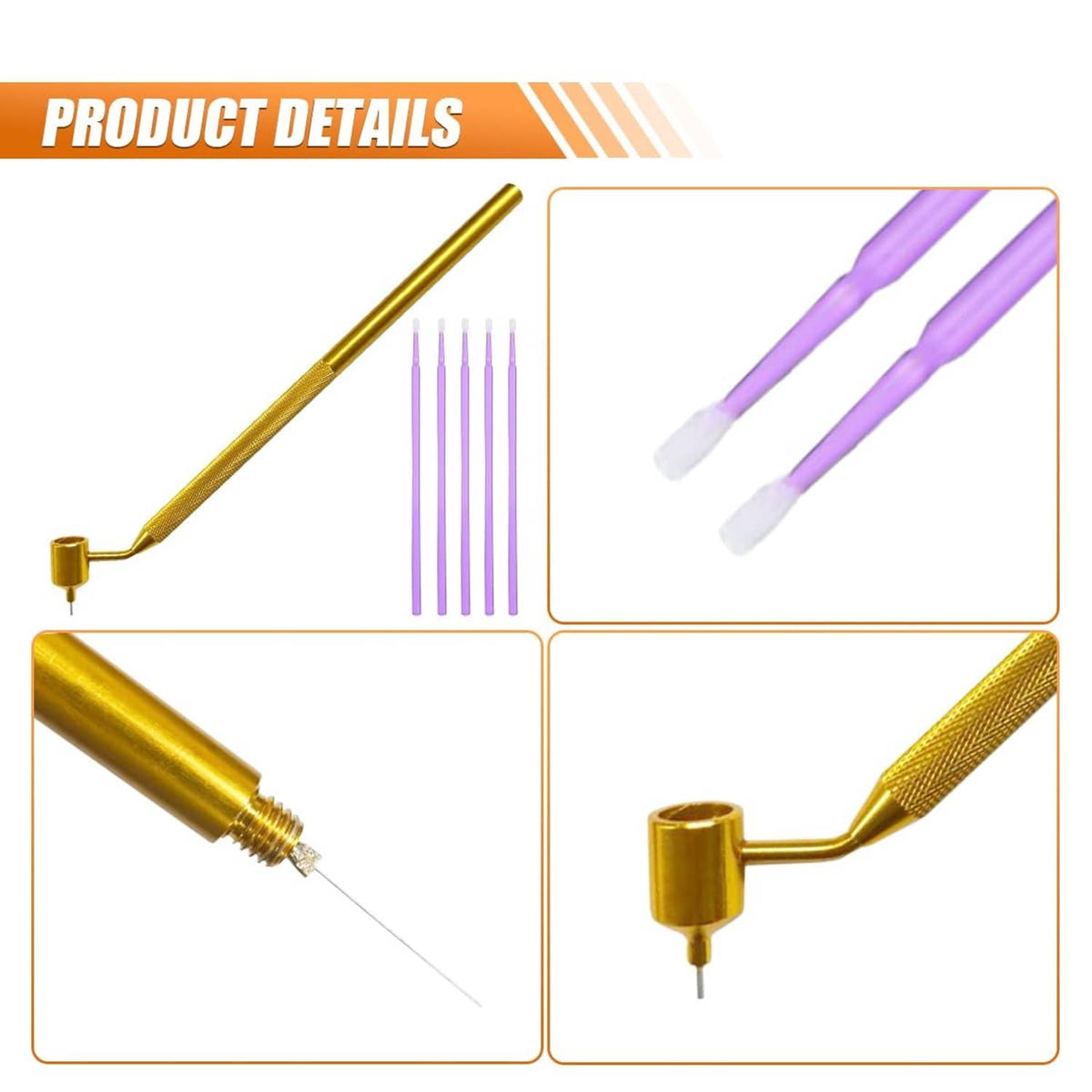 Gold paint pen with fine tip and purple refill sticks