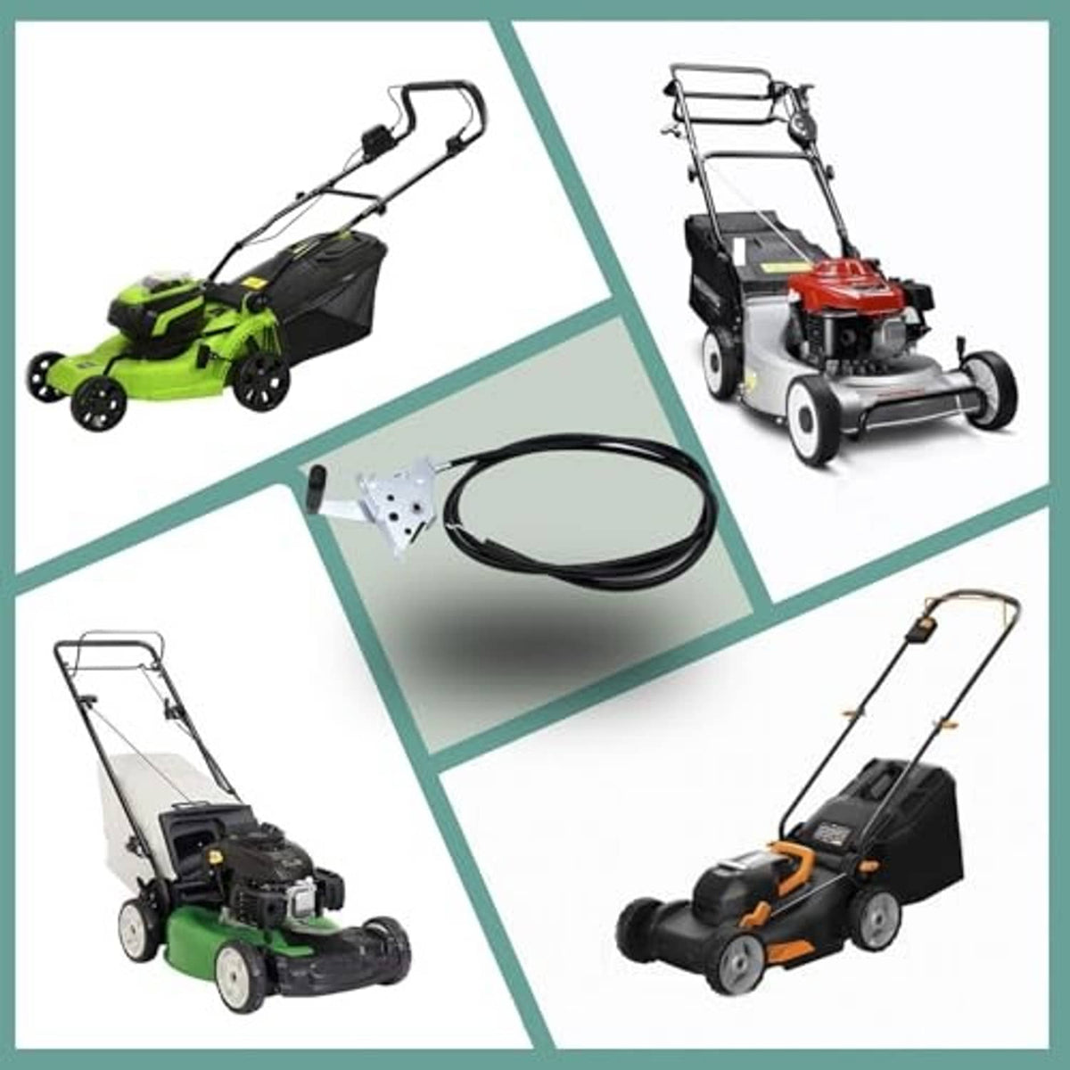 Throttle control cable replacement for lawn equipment: black cable with metal bracket