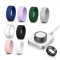 8-pack silicone ring covers in blue, lavender, green, white, pink, and black colors