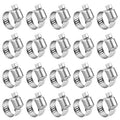 Stainless steel worm-gear hose clamps, 20-pack, adjustable metal band with screw