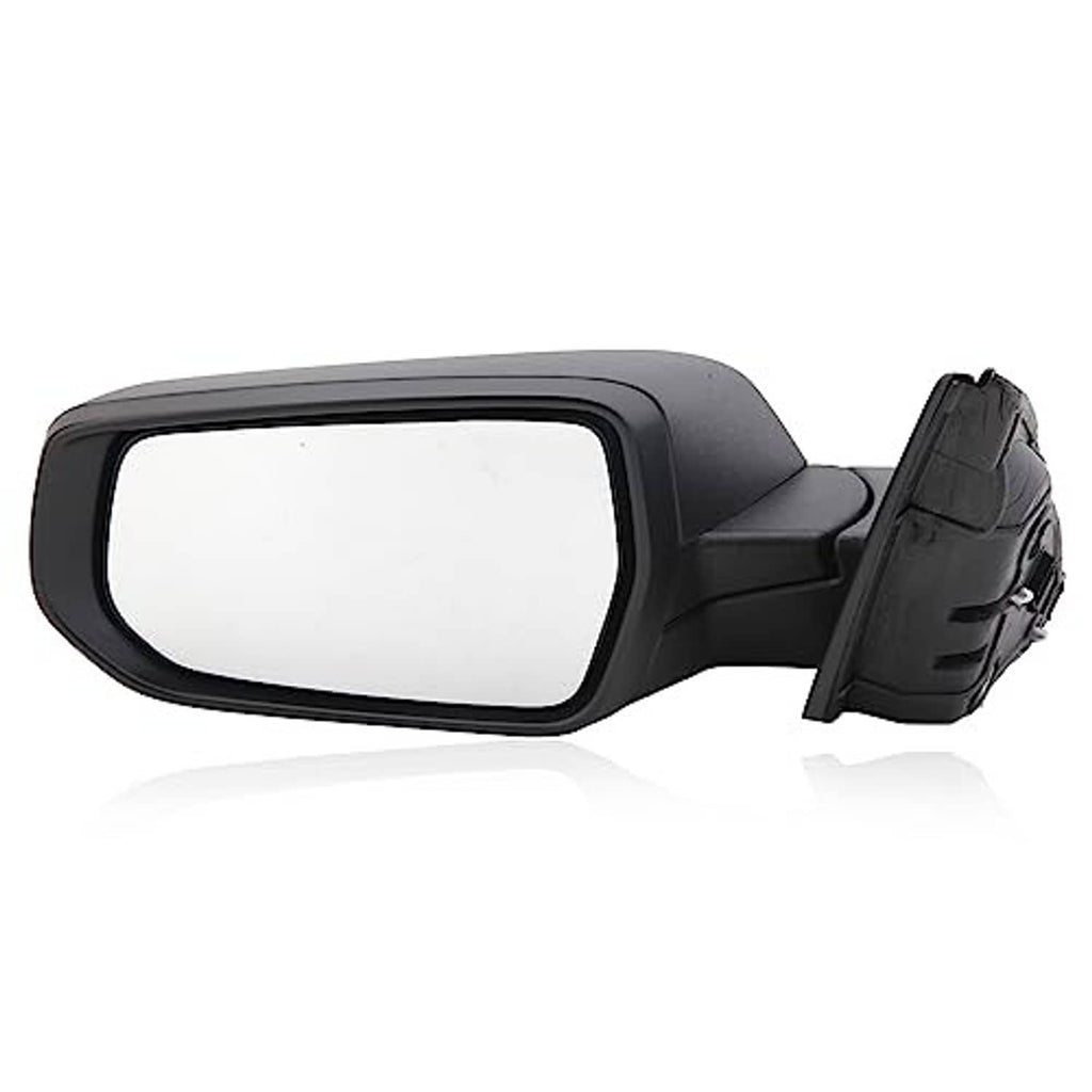 Left driver side rearview mirror in textured black with attached mounting back panel