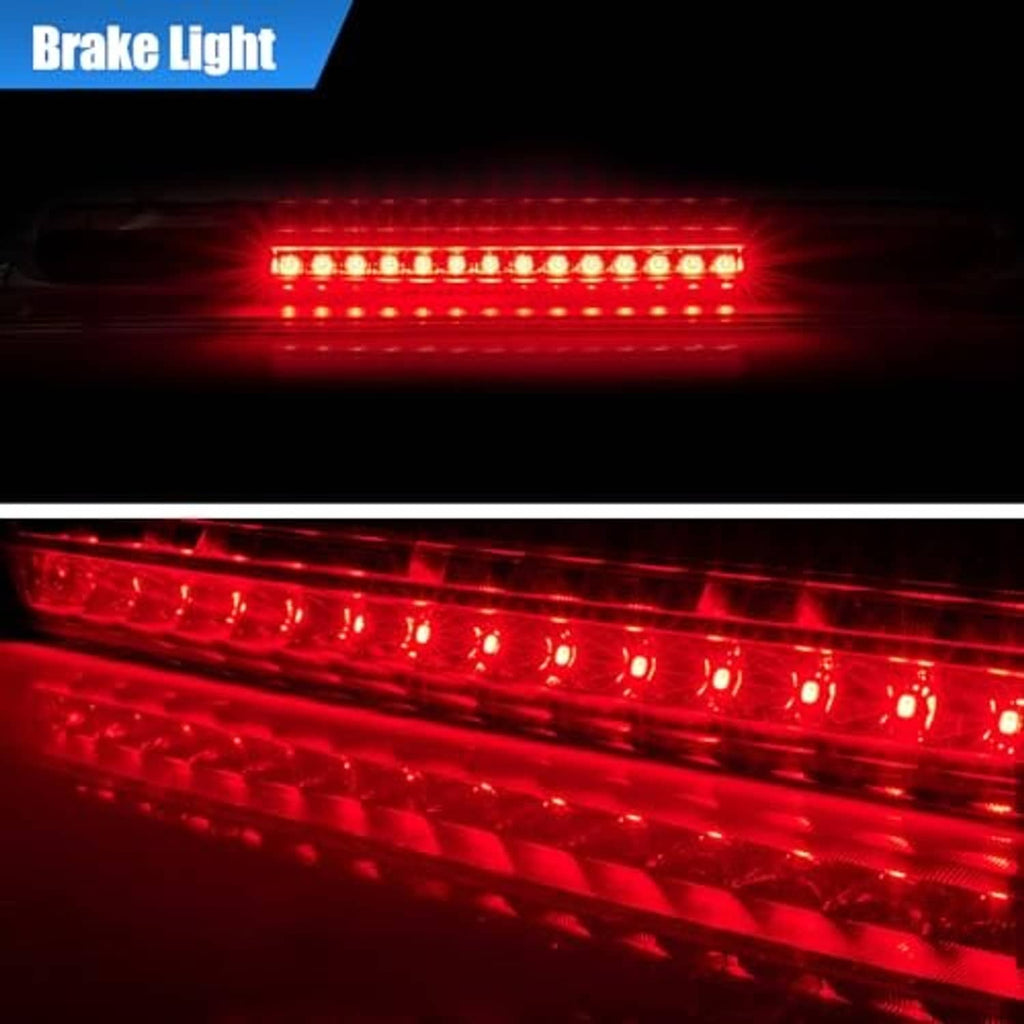 Glowing red LED third brake light strip with multiple small lights