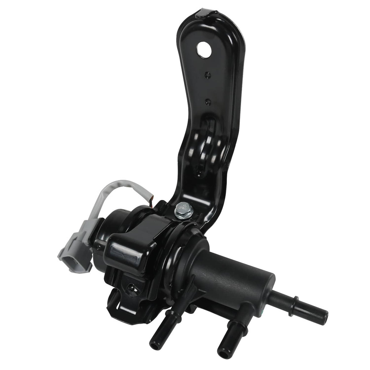 Fuel tank reservoir valve assembly with black mounting strap and electrical plug