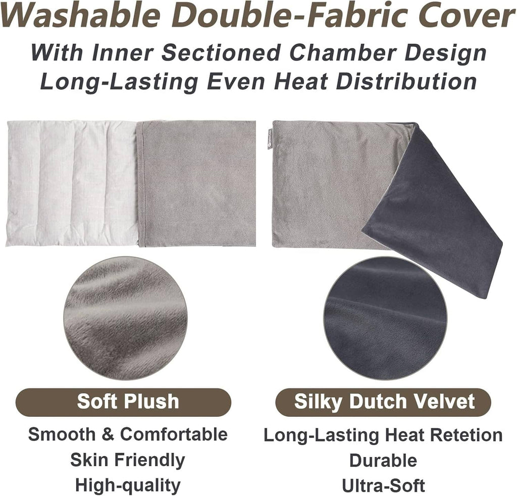Washable double-fabric heating pad cover with inner sectioned chamber design
