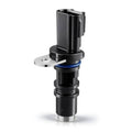 Black camshaft position sensor with mounting flange and 3-pin electrical connector