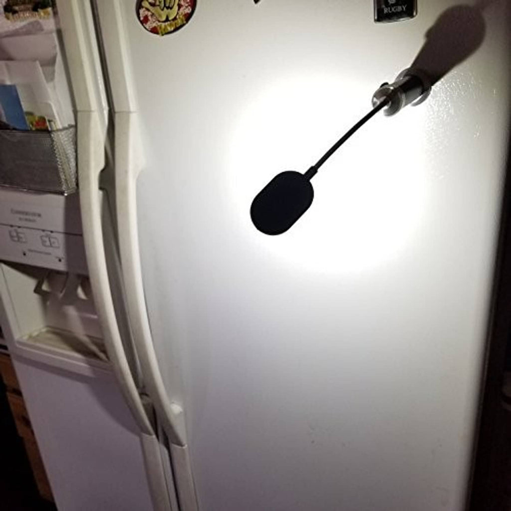 Magnetic LED COB light set mounted near a white refrigerator door with a black magnet