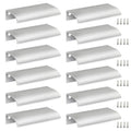 Silver aluminum back-mount finger pull handle, 80mm, with screws shown
