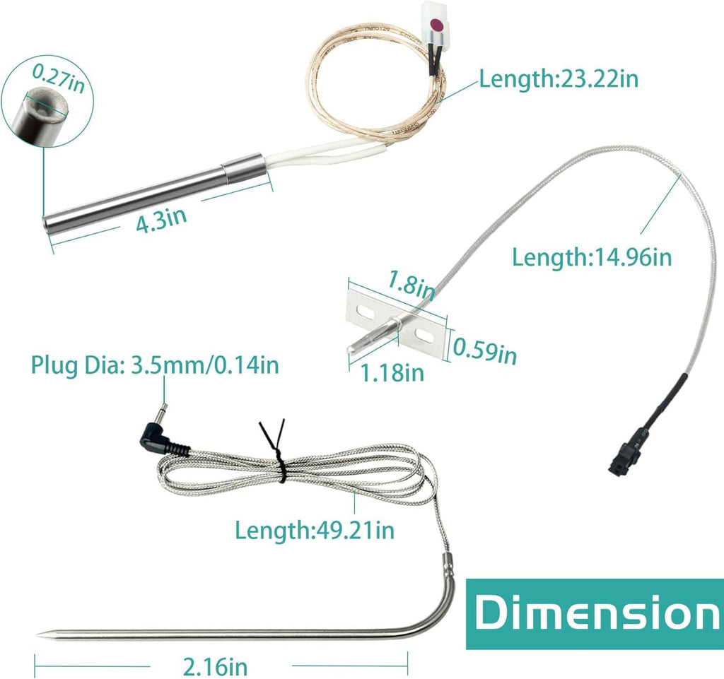 Temperature sensor probes and wiring harness with measurement labels and plug