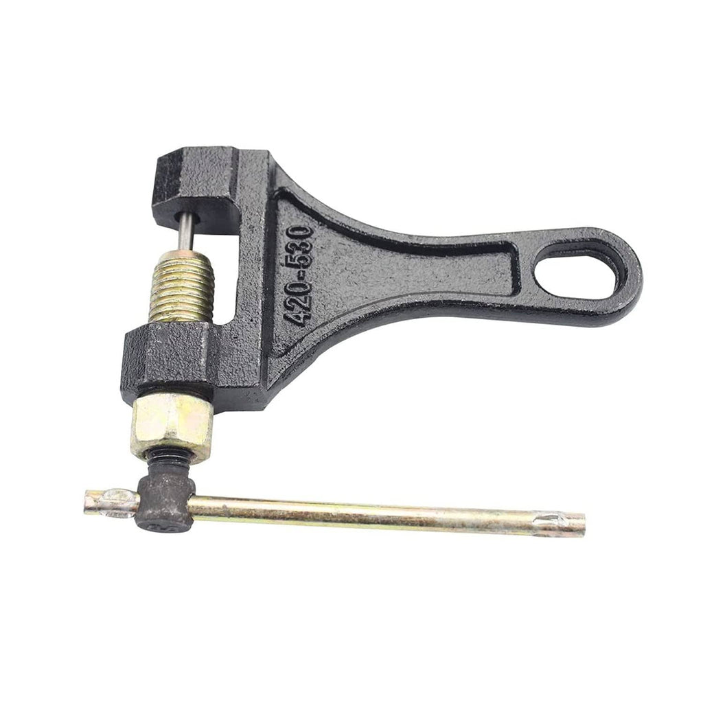 420-530 chain breaker tool with black handle, threaded post, and release pin