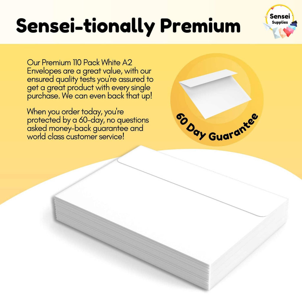 Stack of white A2 invitation envelopes, bundled for a bulk pack