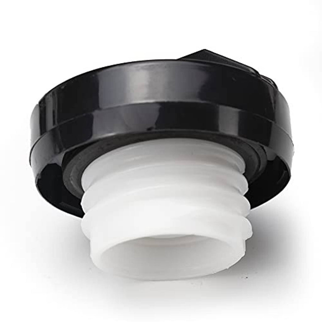 Fuel cap underside showing black outer ring and white rubber seal insert