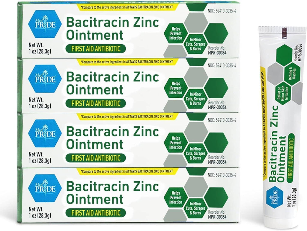 Bacitracin zinc antibiotic ointment pack of 4 tubes, 1 oz each