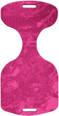 Pink saddle pool float chair with top and bottom handle cutouts, textured surface