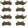 Brake pad set with multiple dark friction pads and metal backing with mounting holes