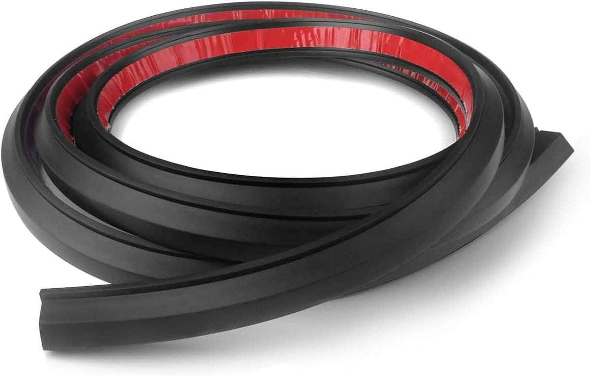 Black windshield wire hider strip, coiled for concealed cable routing