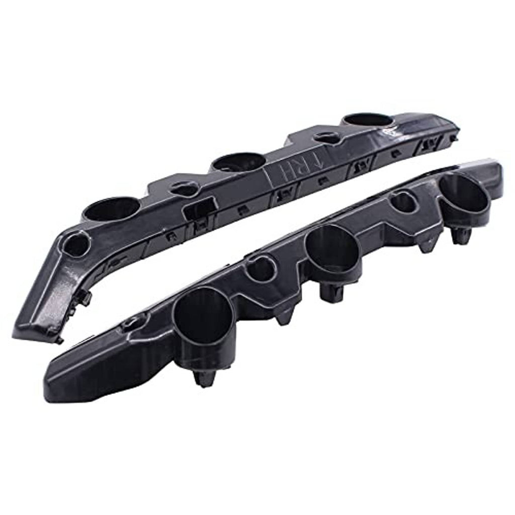 Front bumper bracket retainer pair, angled view showing black plastic clips and holes