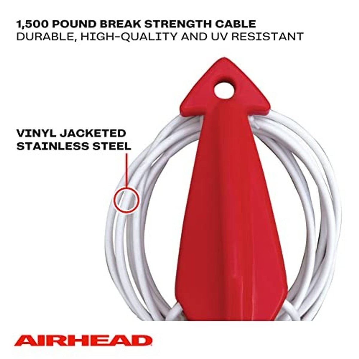 Red vinyl-jacketed tow harness connector with white cable and snap hook