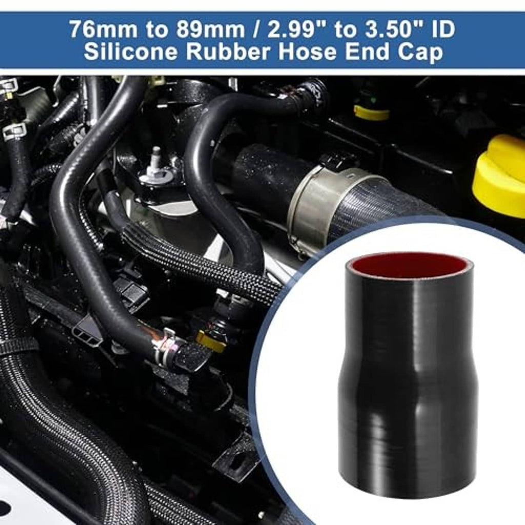 Black straight silicone reducer hose with red inner lining, side view