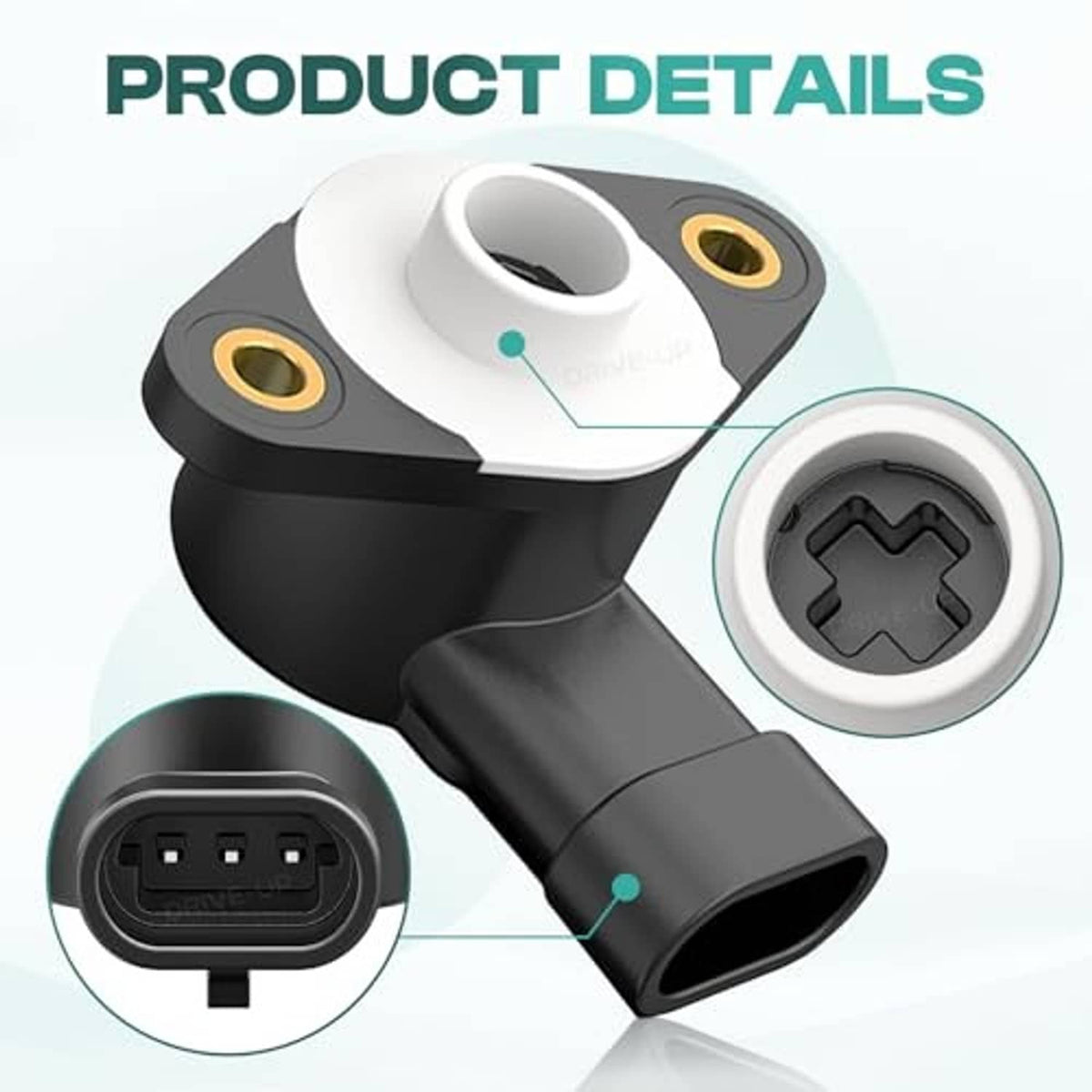 Throttle position sensor with black connector plug and circular contact plate detail