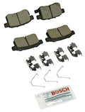 Ceramic disc brake pad set with hardware clips and shims, plus BOSCH package