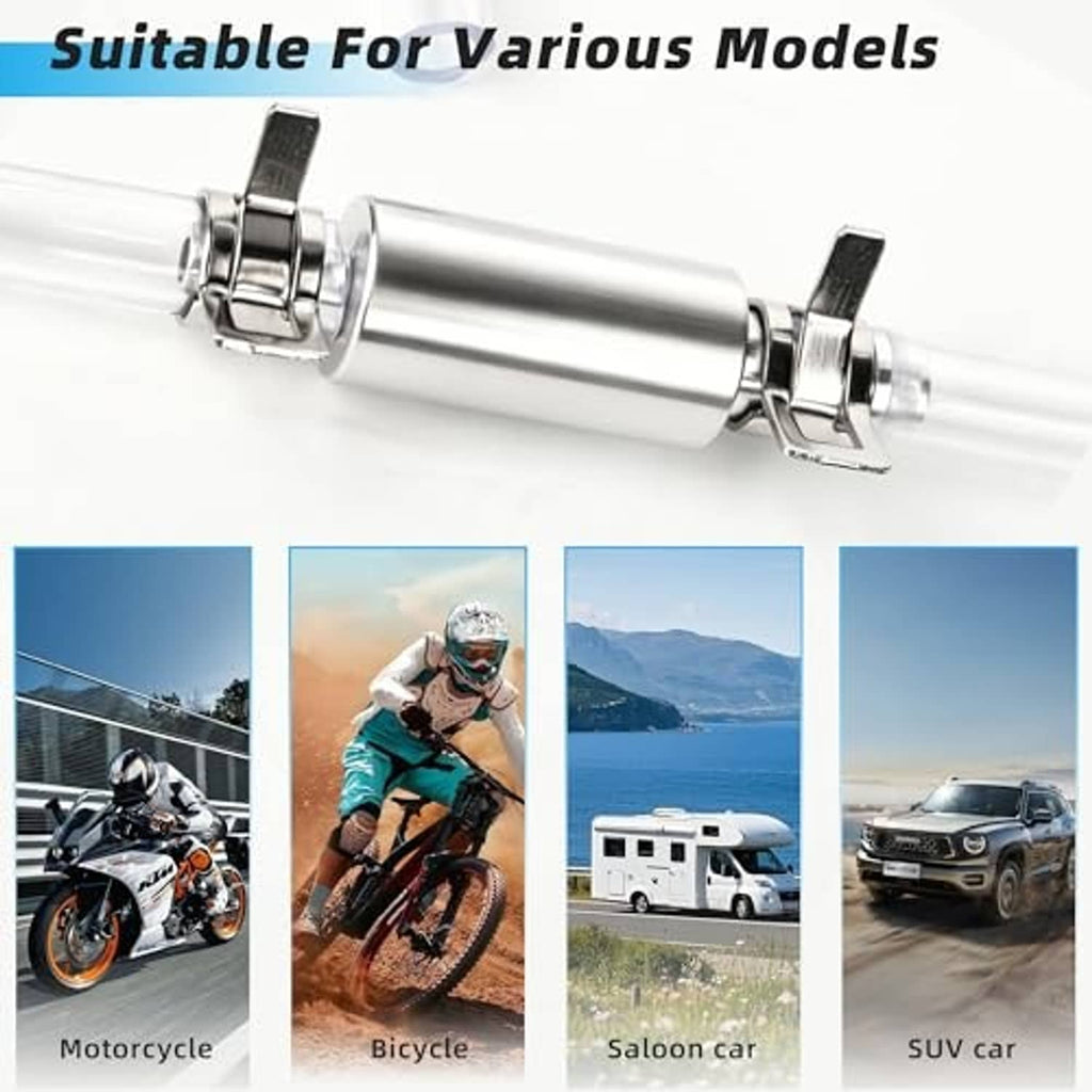 Brake bleeder hose kit with aluminum cylinder and two clear hoses with metal fittings