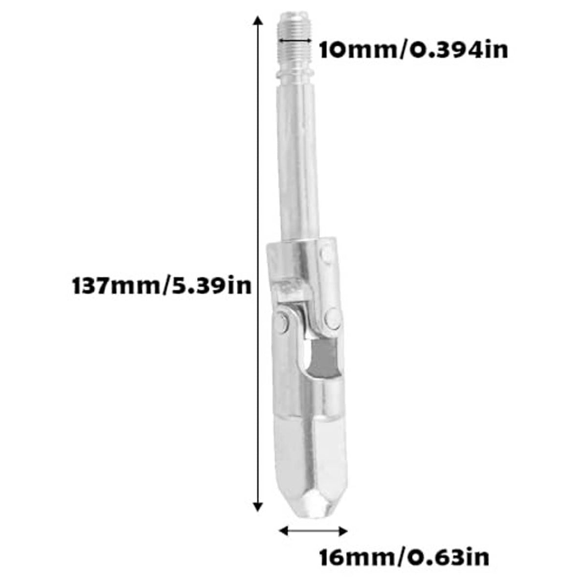 Universal joint drop shaft dimensions: 16mm width, 137mm length, silver metal