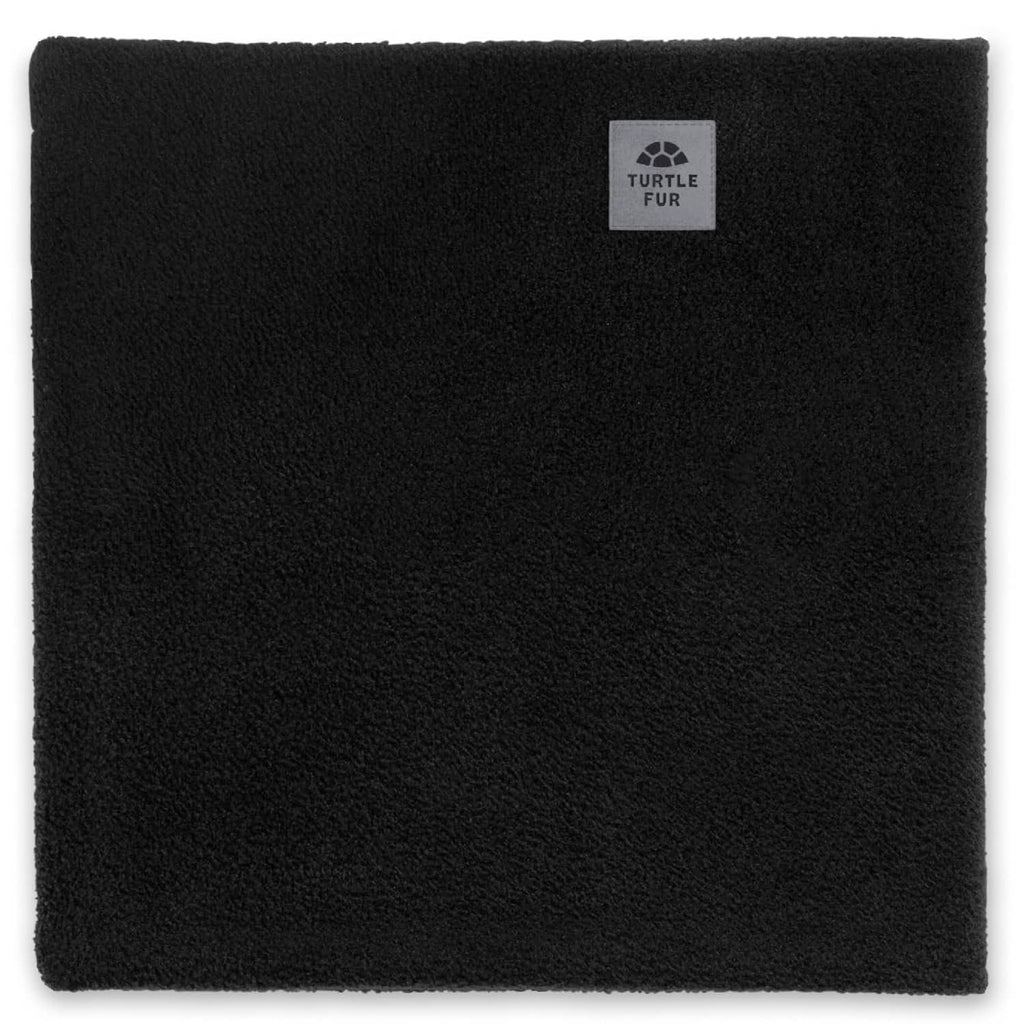 Double-layer fleece neck warmer, black, square fabric with Turtle Fur logo patch
