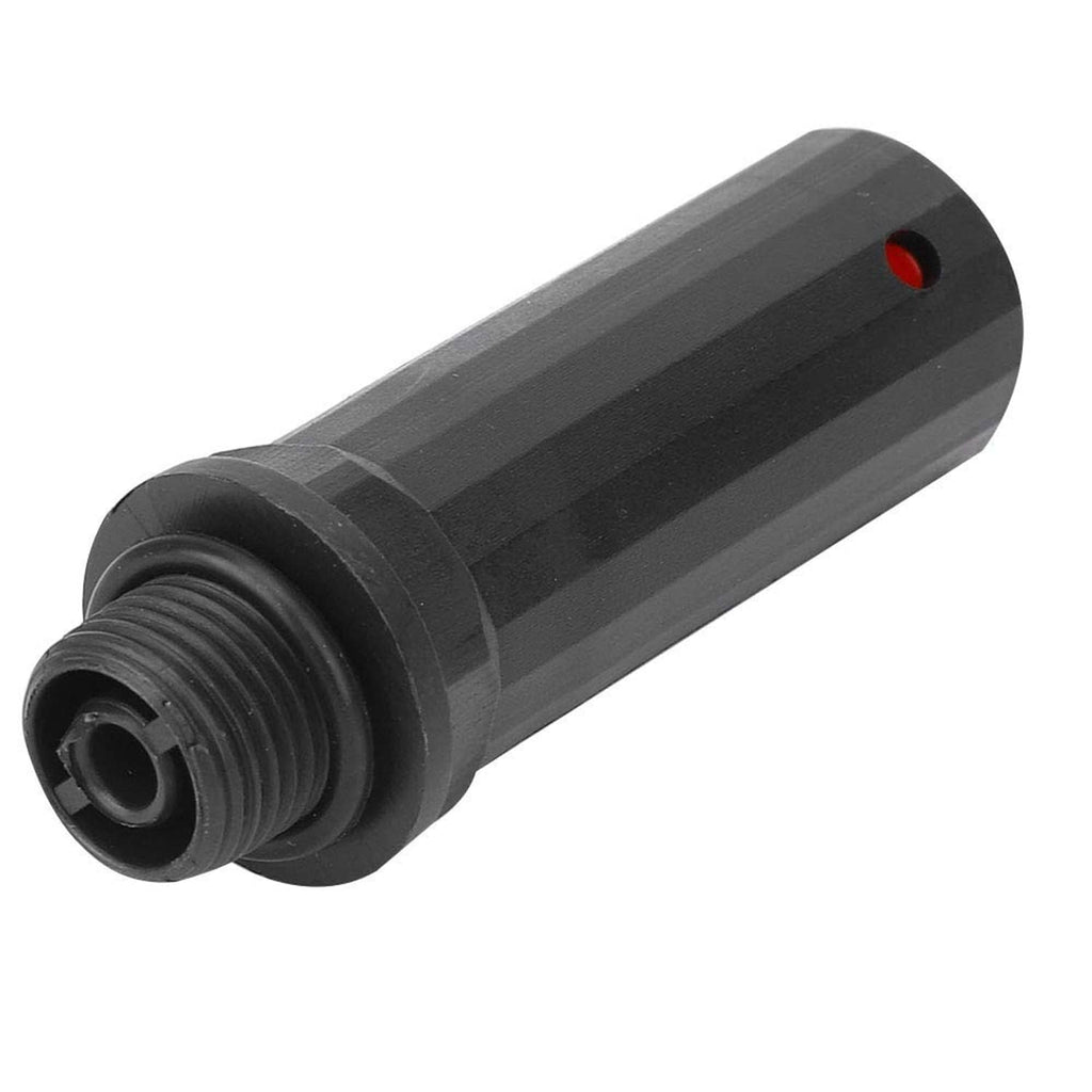 Black compressor piston air valve with inlet nozzle and side red hole