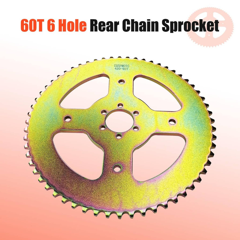 Rainbow 60T rear chain sprocket, 6-hole design with mounting bolt holes