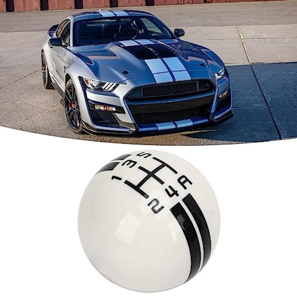 Shift knob with white top and black 1-6 gear numbers and H-pattern lines