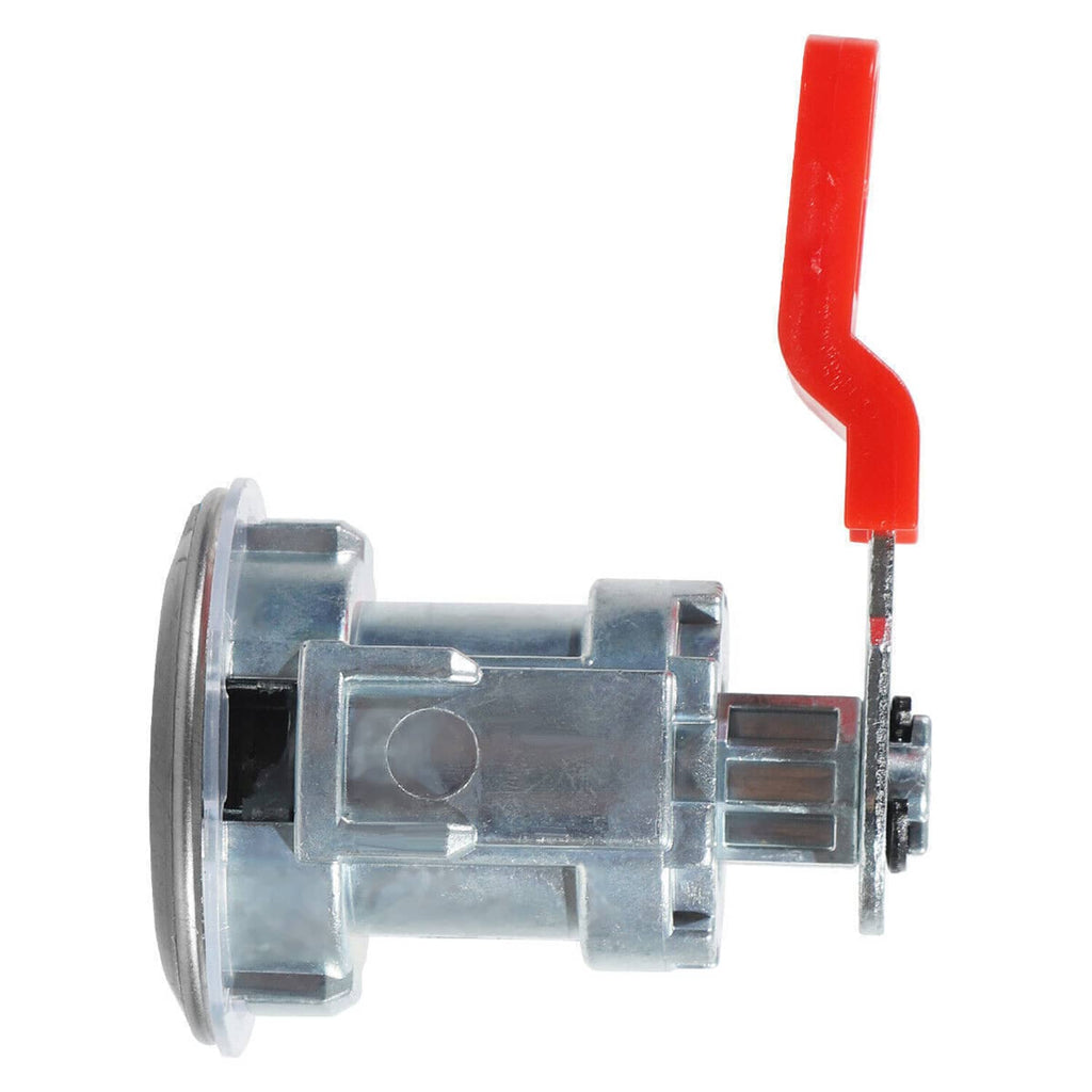Metal ignition/door lock cylinder with key slot and mounting bracket