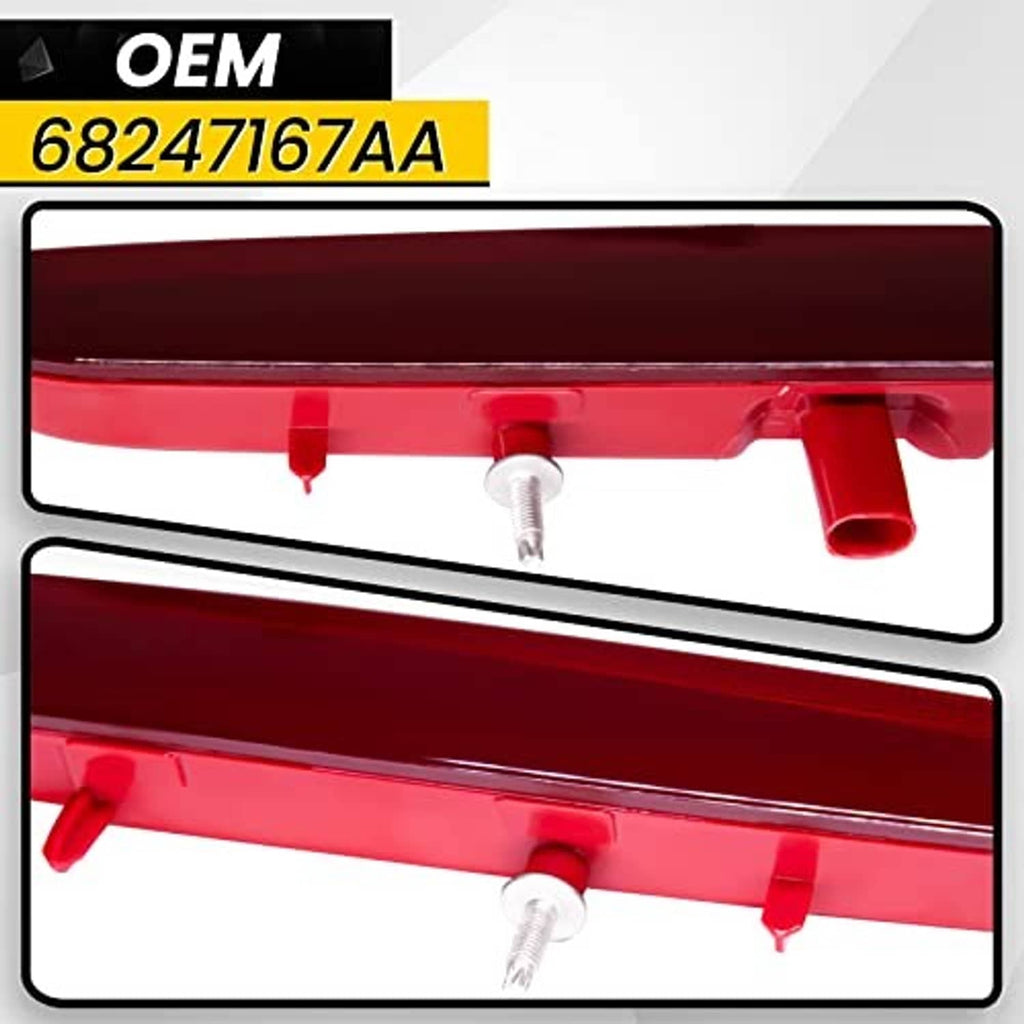 Red high-mount third brake light underside with mounting screws and support tabs