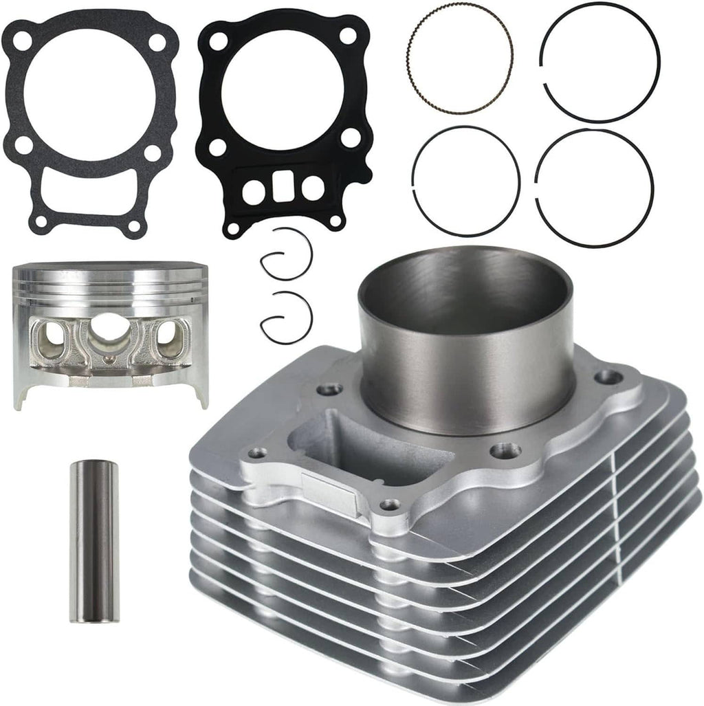 Motorcycle cylinder top-end rebuild kit with aluminum cylinder, piston, gaskets and rings
