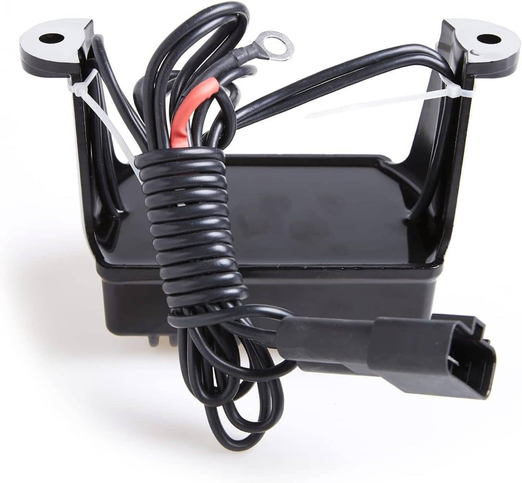 Black voltage rectifier regulator with wiring harness and mounting brackets