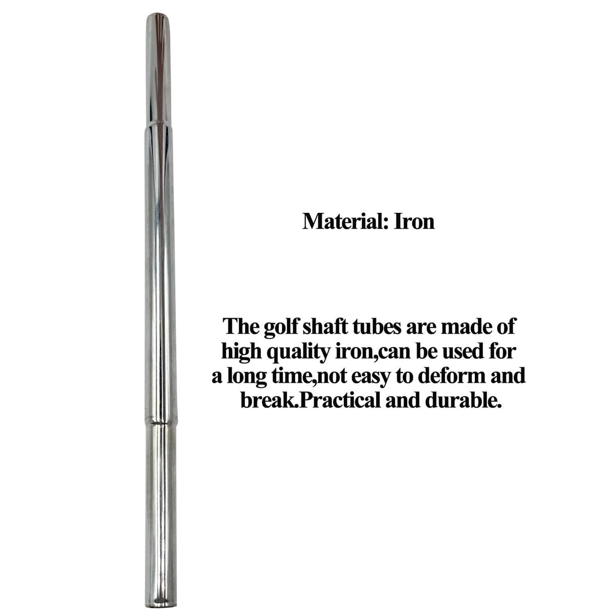 Iron golf shaft extension tube in silver, smooth cylindrical design