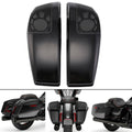 Pair of black motorcycle saddlebag speaker lids with mesh grille (6x9)